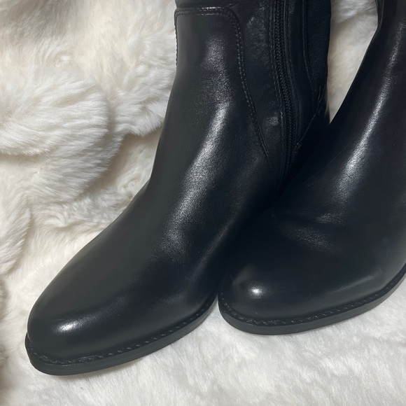 Vince Camuto Black Knee-High Boots with Gold Button Trim - Picture 2 of 8